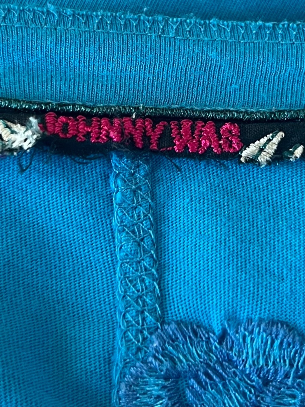 JOHNNY WAS JULIE RAW SEAM HENLEY (TEAL) in Size Large - Picture 5 of 6